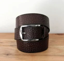 Pebbled Leather Belt Brown