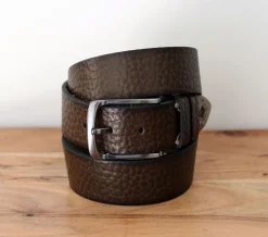 Pebbled Leather Belt Olive