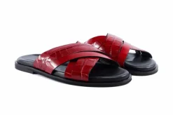 Pelle "Aruba" Slip-On Calfskin Sandal Red