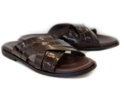 Pelle "Aruba" Slip-On Calfskin Sandal Brown
