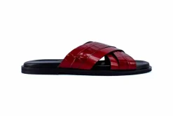 Pelle "Aruba" Slip-On Calfskin Sandal Red
