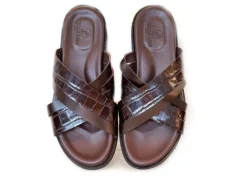 Pelle "Aruba" Slip-On Calfskin Sandal Brown