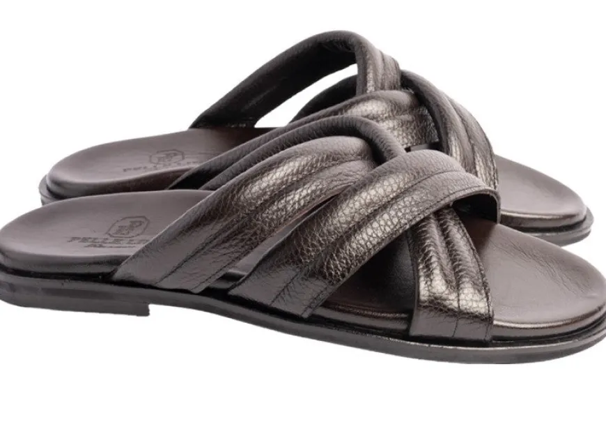 Pelle "Balaer" Slip-On Calfskin Sandal Brown