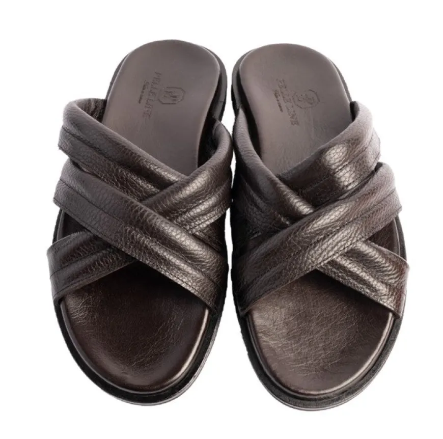 Pelle "Balaer" Slip-On Calfskin Sandal Brown