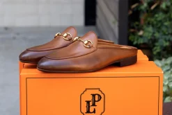 Pelle Calfskin Slip-On Slide Tan