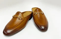 Pelle Calfskin Slip-On Slide Tan