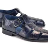 Pelle Crocodile Printed Calfskin Sandal Blue