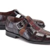 Pelle Crocodile Printed Calfskin Sandal Brown