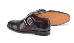 Pelle Crocodile Printed Calfskin Sandal Brown