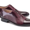Pelle Deerskin & Polished Calfskin Lace-Up Oxford Burgundy