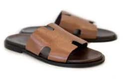 Pelle "Egea" Slip-On Calfskin Sandal Tan