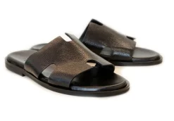 Pelle "Egea" Slip-On Calfskin Sandal Black