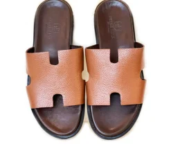 Pelle "Egea" Slip-On Calfskin Sandal Tan