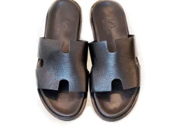 Pelle "Egea" Slip-On Calfskin Sandal Black