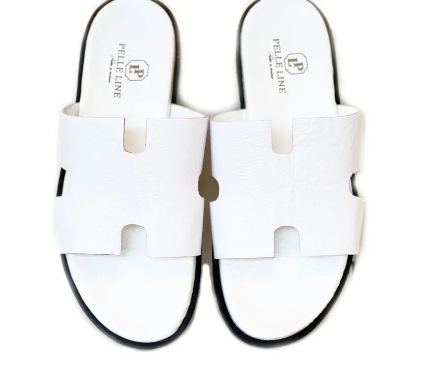 Pelle "Egea" Slip-On Calfskin Sandal White
