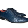 Pelle Exotics Ostrich Quill Lace-Up Oxford Blue