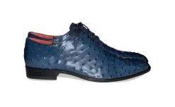 Pelle Exotics Ostrich Quill Lace-Up Oxford Blue