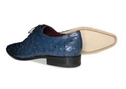 Pelle Exotics Ostrich Quill Lace-Up Oxford Blue