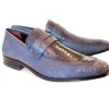 Pelle Exotics Ostrich Slip-On Penny Loafer Grey