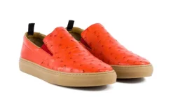 Pelle "Grafton" Ostrich Slip-On Loafer Coral