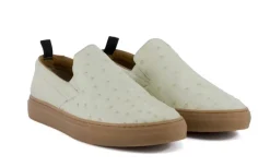 Pelle "Grafton" Ostrich Slip-On Loafer Bone