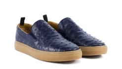 Pelle "Grafton" Ostrich Slip-On Loafer Navy