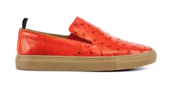 Pelle "Grafton" Ostrich Slip-On Loafer Coral