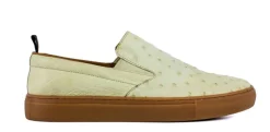 Pelle "Grafton" Ostrich Slip-On Loafer Bone
