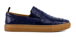 Pelle "Grafton" Ostrich Slip-On Loafer Navy