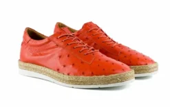 Pelle "Monaco" Ostrich Lace-Up Shoe Coral