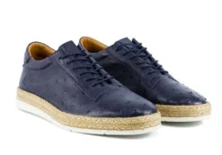 Pelle "Monaco" Ostrich Lace-Up Shoe Navy