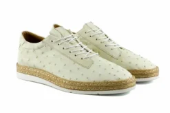 Pelle "Monaco" Ostrich Lace-Up Shoe Bone