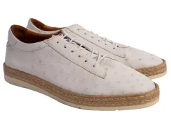 Pelle "Monaco" Ostrich Lace-Up Shoe White