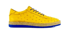 Pelle "Monaco" Ostrich Lace-Up Shoe Yellow