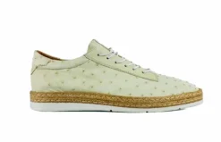 Pelle "Monaco" Ostrich Lace-Up Shoe Bone