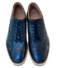 Pelle "Monaco" Ostrich Lace-Up Shoe Black