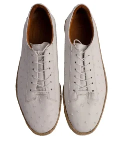 Pelle "Monaco" Ostrich Lace-Up Shoe White