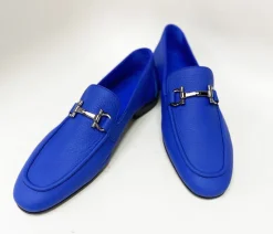 Pelle Pebbled Leather Loafer Blue