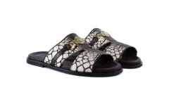 Pelle "Vinnie" Slip-On Calfskin Sandal Brown/White