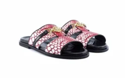 Pelle "Vinnie" Slip-On Calfskin Sandal Red/White