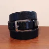 Perforated Patent Leather Belt Navy