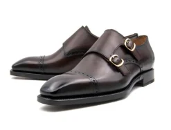 Ryan Burnished Calfskin Double Monkstrap Brown