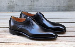 Scott Burnished Calfskin Lace-Up Blucher Oxford Black