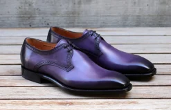 Scott Burnished Calfskin Lace-Up Blucher Oxford Purple