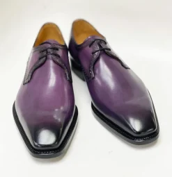 Scott Burnished Calfskin Lace-Up Blucher Oxford Purple