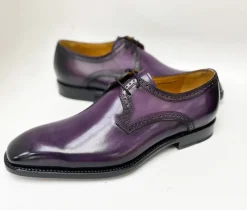 Scott Burnished Calfskin Lace-Up Blucher Oxford Purple