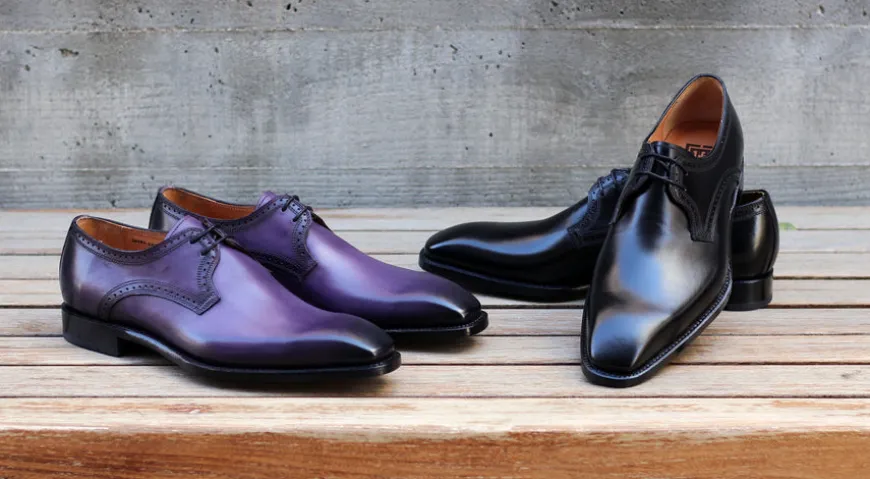 Scott Burnished Calfskin Lace-Up Blucher Oxford Purple