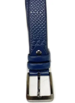 Serpent Embossed Calfskin Belt Blue