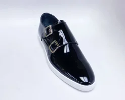 Shiny Calfskin Double Monkstrap Shoe Black