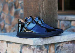 Shiny Calfskin High Top Sneaker Black